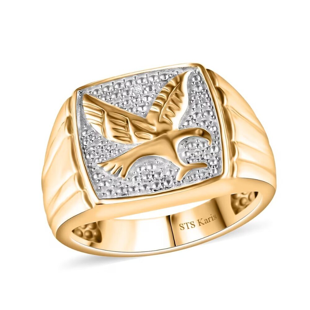 Striking Men's Diamond Accent Eagle Ring in 18K YG Plated Brass Size 12